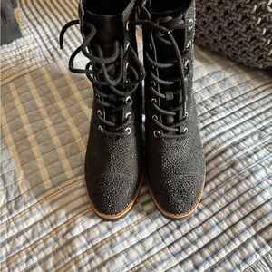 Black Lace-Up Women's Boots